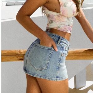 NWT Garage Denim Micro Mini Skort Blue Jean with 4 pockets